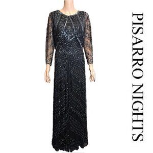 Pisarro Nights Beaded Sleeveless Gown & Jacket NWOT Black Size 14